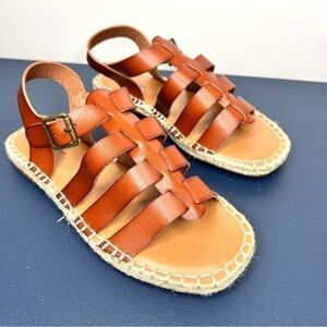 Time And Tru Brown Strappy Espadille Buckle Memory Foam Sandals Size 6